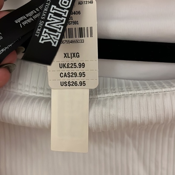 “Pink” white high waisted bikini bottom - Picture 2 of 3